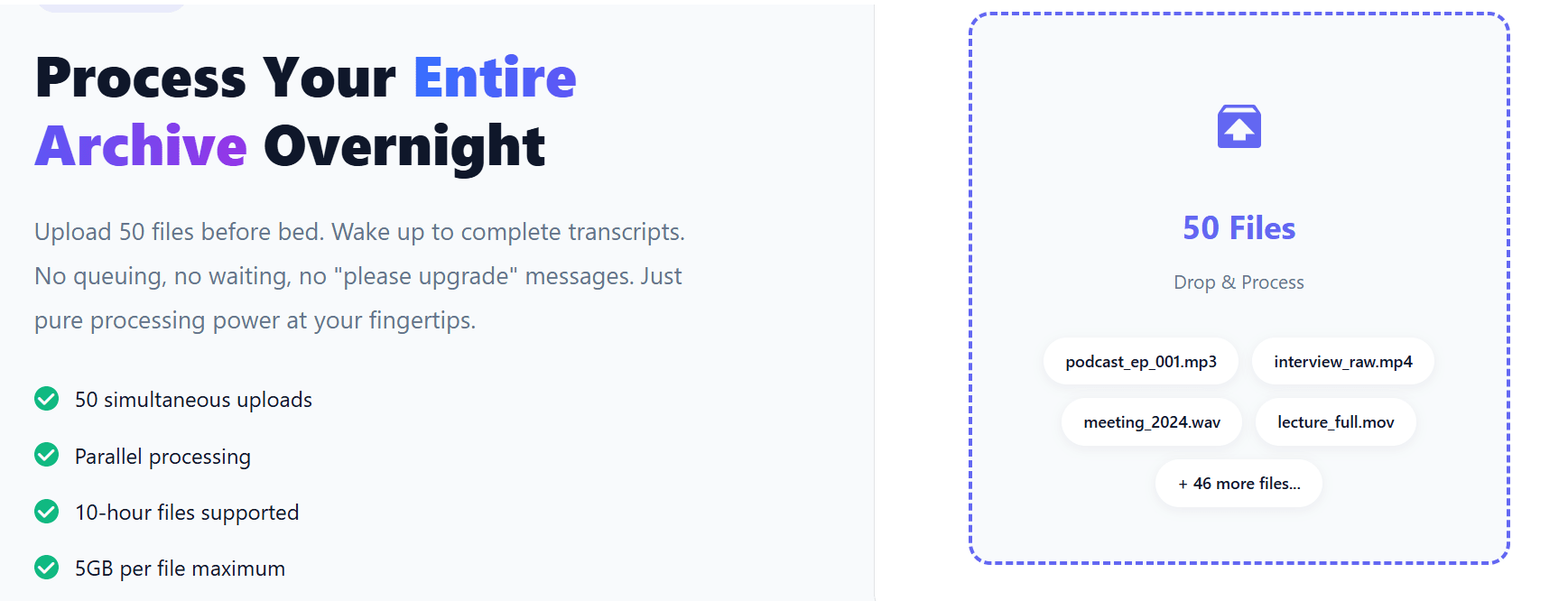 Process Your Entire Archive Overnight